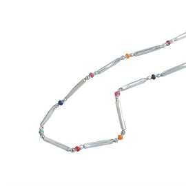 NicoWerk SKE731 Women's Silver Necklace Colourful 925 Sterling Silver Shiny Smooth Unusual Sparkly Double-Sided Enamel, Sterling Silver