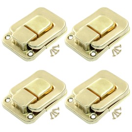 Unlorspy 4Pcs Toggle Catch Lock 1.57 x 1.06 Inch Rectangle Mini Hasp Clasp Retro Iron Hasp Lock Latch Clasp with Screws for Jewellery Box Gift Box Wooden Case(Gold)