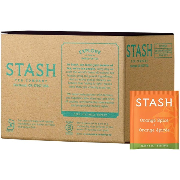 Stash Tea Orange Spice Black Tea, Box of 100 Tea Bags in Foil (Packaging May Vary)