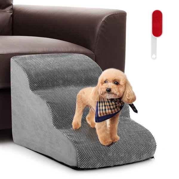 Petsjoy 3-Tier Foam Dog Ramp Non-Slip Dog Steps Soft Pet