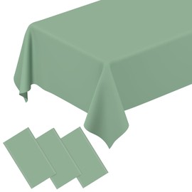 QISOLIY 3 Pcs Sage Green Tablecloth Plastic Table Cloth for Parties Disposable Rectangle Sage Green Table Cloths for Baby Shower Wedding Birthday Holiday Party Decorations 54 ×108 Inch