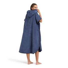 ARENA Unisex Adult Hooded Poncho Cotton Swim Towel Changing Bathrobe for Pool Beach Vacation, Kangaroo Pocket, Gray Blue, Medium