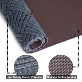SHNOSU Runner Rugs 2FTx10FT Indoor Outdoor Hallway Runner Rubber Backing Non-Slip Carpet Washable Area Rugs Custom Sizes for Entryway Kitchen Bathroom Laundry Room Balcony Patio Grey