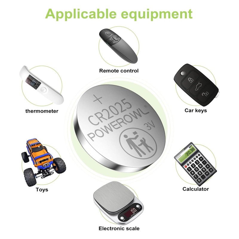 POWEROWL High Capacity CR2025 Battery (15-Pack) 2025 3v Lithium Batteries,