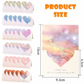 MANJIAMEI Foldable Love Heart Greeting Cards, 30 Pcs Assorted Color Romantic Heart Blank Note Cards, Sweet Thank You Cards Gift Cards forWedding Anniversary Party Invitation or Other Special Day (B)