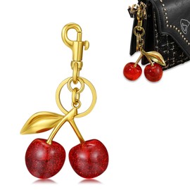 HEZUNHZ Glitter Cherry Bag Charm Keychain Cherry Car Keychain for Women Cute Bag Charm Sparkling Fruit Jewelry Christmas Valentine Gifts for Girlsfriend