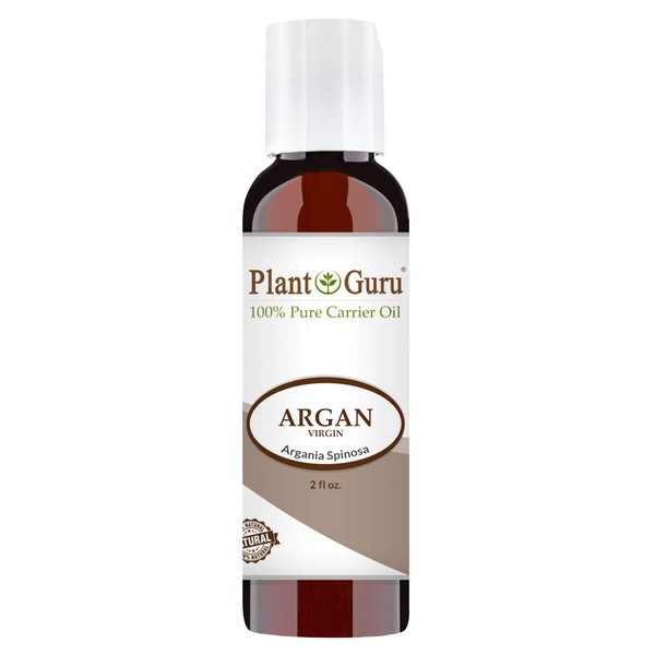 Argan Oil 2 oz Morocco Virgin, Cold Pressed 100% Pure Natural Carrier - Skin, Scalp, Face, Body, Eyebrows, Eyelashes, & Hair Growth Moisturizer, Heat Protection. Great for Creams, Lotions, Lip Balm