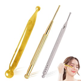 Ear Point Stick, 3-Piece Set, Knock-type, Trappoint Pushing Stick, Positioning, Myofascial Release, Round Tip (Brown)