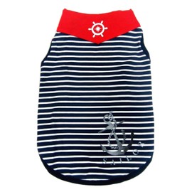 Happy Puppy Blue Striped Sailor Tank Dog Top, Extra-Small