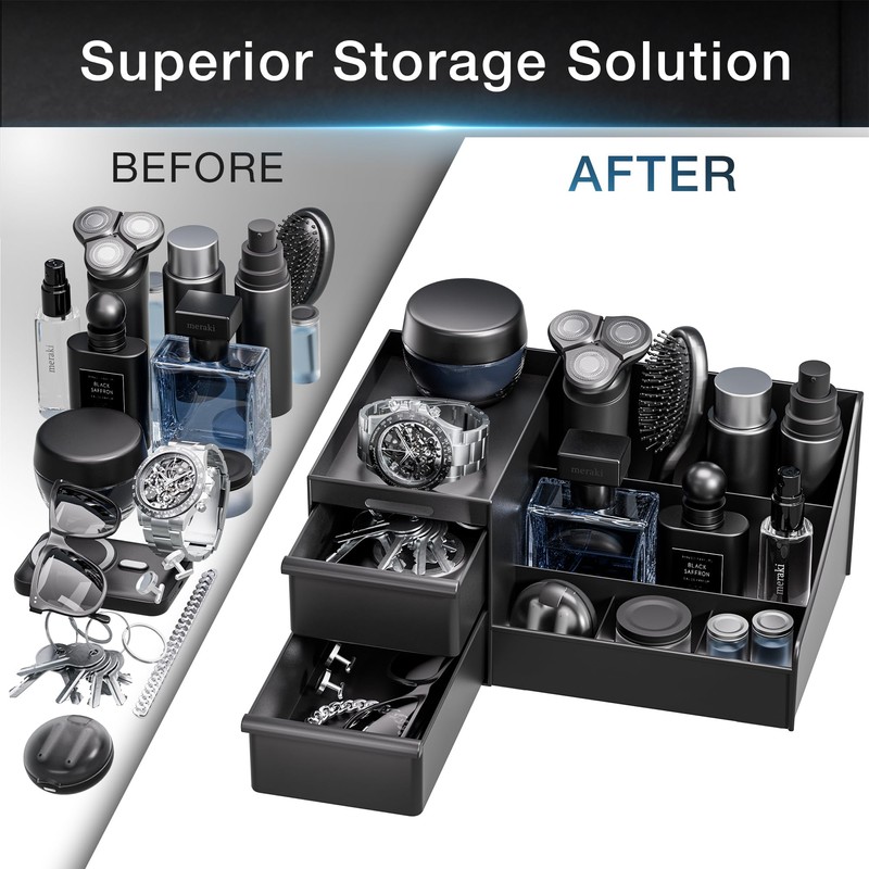 DancesCat Large Black Cologne Organizer for Men, Bathroom Cologne Stand