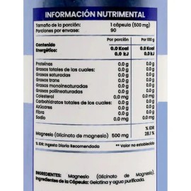 Glicinato De Magnesio 500 Mg 90 Cápsulas  Magnesium Glycinate Supplement, 90 Capsules                                                                 