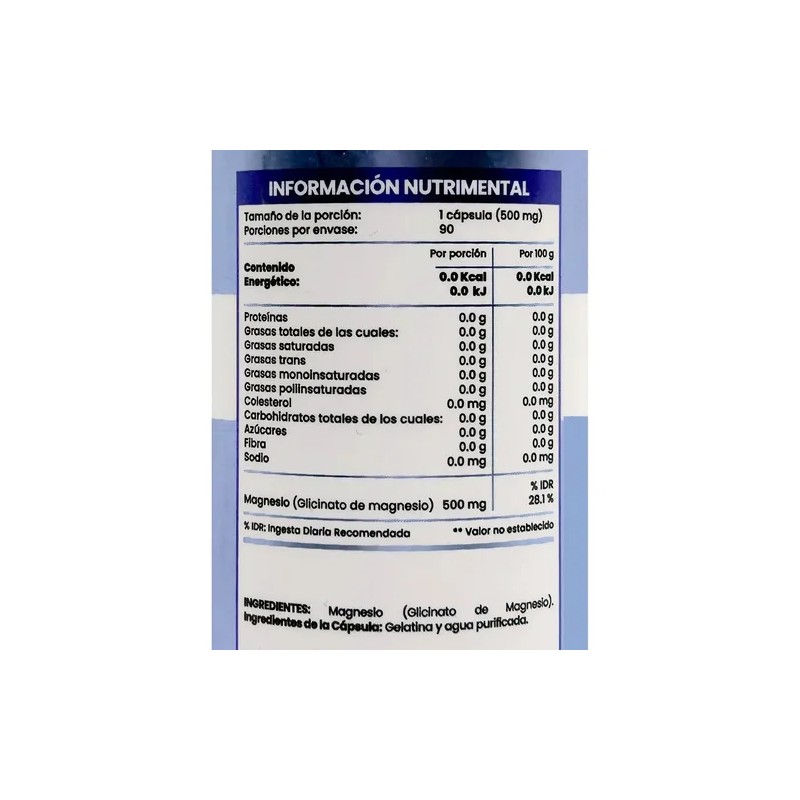 Glicinato De Magnesio 500 Mg 90 Cápsulas Magnesium Glycinate Supplement,