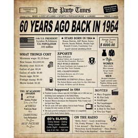 60th Birthday Decorations for Women or Men, Classy Vintage Table Decor, 60th Birthday Gifts for women, Funny 60 Birthday Sign for Him or Her, Back in 1964 Print (8 x 10, UNFRAMED)