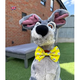 New Dogs Bow Tie Bowtie Summer Flowers red pink blue flower Elastic Band attach COLLAR ACCESSORY Handmade UK (Yellow flowers Large)