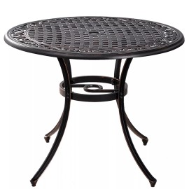 Table 35.5 " Patio Dining Table ,Cast Aluminum Round Patio Bistro Table for Garden