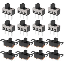 EMSea 80 PCs SS12D10 SS12F15 High Knob Vertical Slide Switches SPDT 3 Pin 2-Position Panel Mount Micro Latching Toggle Switch for Audio Equipment