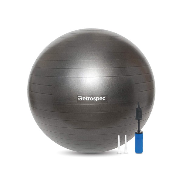 Retrospec Luna Exercise Ball & Pump with Anti-Burst Material, Perfect for Balance, Stability, Yoga & Pilates