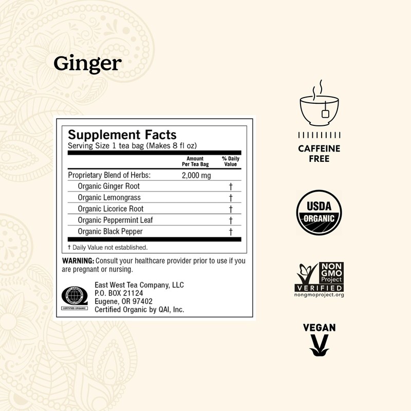Yogi Organic Ginger Tea 16 Count Herbal Tea Bags for