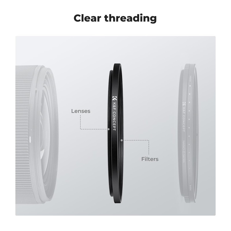 K&F Concept 55mm-82mm Metal Step Up Ring, 55mm to 82mm