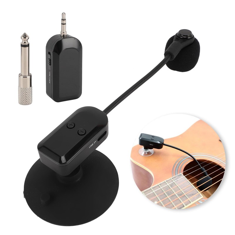 Wireless Instrument Microphone, 2.4GHz Wireless Guitar Violin Microphone System Clip