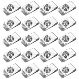 PATIKIL U-Style Clip-On Nut, 20 Pack M6-1 Regular Extruded U-Nut U-Type Fasteners Hardware Nuts for Automotive Metal Cars Motorcycles, Silver