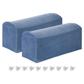 sourcing map 2Pcs Stretch Armrest Covers, Polyester Soft Armchair Slipcovers Couch Recliner Arm Cover with Twist Pins for Chair Sofa Protector, Deep Blue