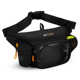 OllyDog Trailblazer Pack With Rubber Fetch Ball, Fanny Pack, Dog Treat Pouch, Hands-Free for Training, Hip Pack with Built-in Poop Bag Dispenser, Adjustable Waist Belt Clip (Raven)