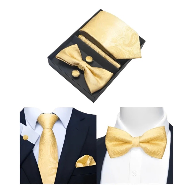 Juego De Gemelos Corbatas Pañuelo Hombre Caja De Regalo Corbata
