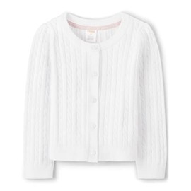 Gymboree Girls and Toddler Long Sleeve Cable Knit Cardigan Sweater, White, 5T