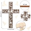Yookeer 木製壁掛け十字架 花 鳩 宗教的 家庭 リビングルーム 装飾 素朴な木製十字架 装飾壁クロス