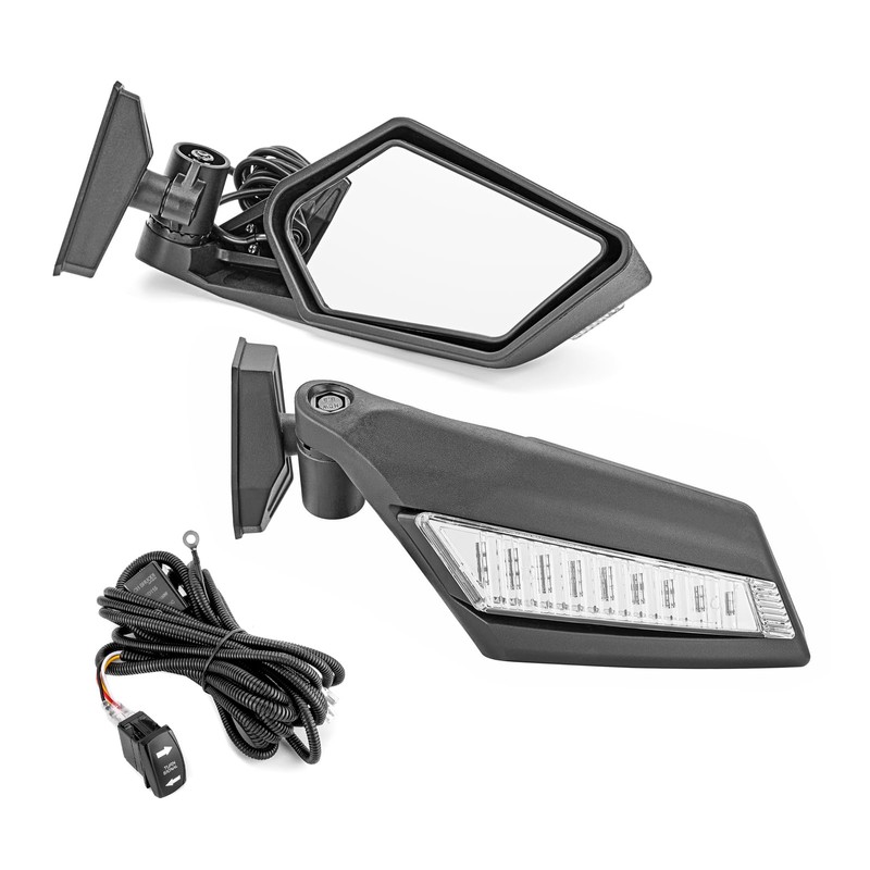 Wsays UTV Side Racing Mirrors with LED Turn Signal Lights