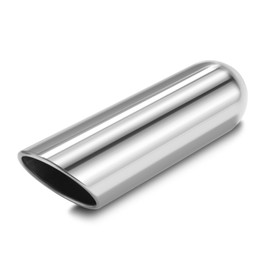 LCGP Exhaust Tip DT-244012RAC, 2.25" Inlet 4" Outlet 12" Long, Weld On Tailpipe for Car Trucks, Polished, Universal Stainless Steel Diesel Exhaust Tailpipe, Rolled Angle Cut