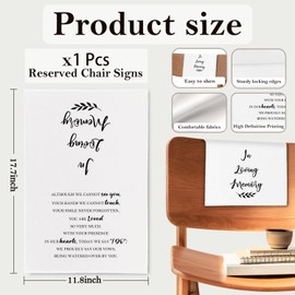 ChissNook In Loving Memory Wedding Sign, Memorial Reserved Signs Pew Cloths Seating Placeholder for Chairs, Wedding Decorations for Reception Celebrations Event (In Loving Memory, 1 Pc)