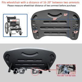 Wheelchair Tray Table with Cup Holder - Removable Wheelchair Desk Lap Board for Nursing Patient Eating Aid, Fits Wheelchair Arms of Distance 16" - 20" (Black)