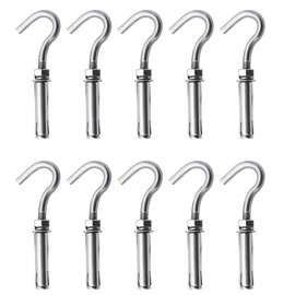 Concrete Wall Hook, Lsqurel 304 Stainless Steel Expansion Hook Heavy Duty Concrete Hook Open Cup Hook Expansion Bolts for Concrete Wall (M10-10Pack)