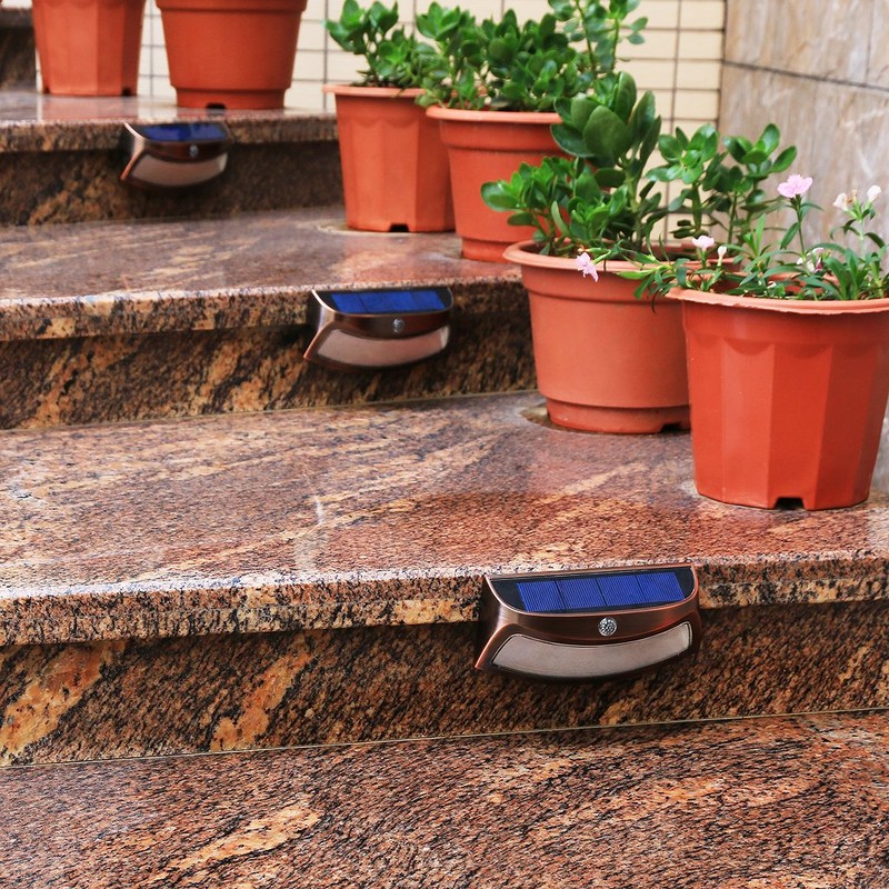 XTF2015 Solar Step Lights Outdoor, Motion Sensor Lights, Copper Outdoor