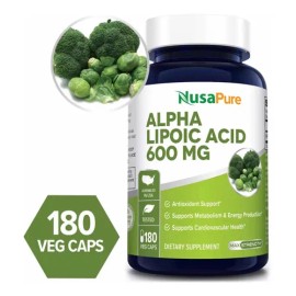 Ácido Alfa Lipoic 600mg (180 Cápsulas) Nusapure Hecho En E.u Sabor Sin Sabor