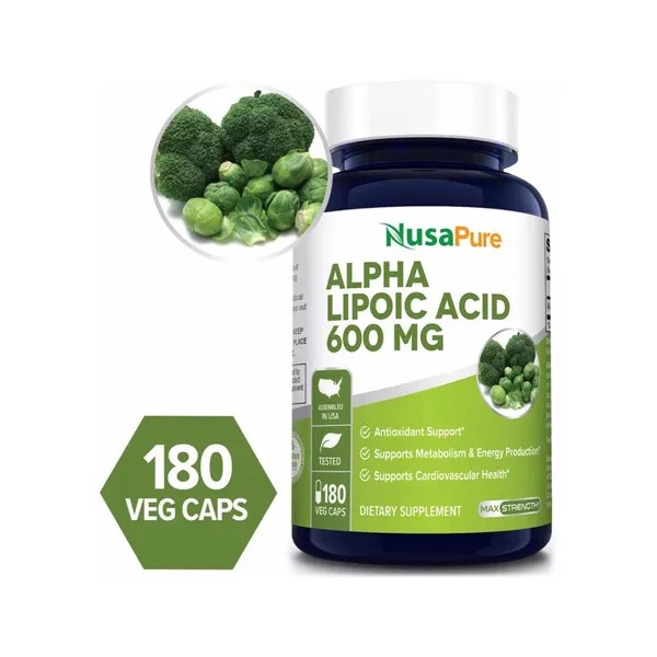 Ácido Alfa Lipoic 600mg (180 Cápsulas) Nusapure Hecho En E.u