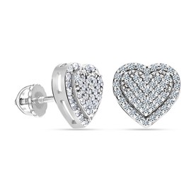 LeCalla 925 Sterling Silver CZ Stud Earrings for Women Teen | Zirconia Heart Shaped Earrings Studs 10 MM