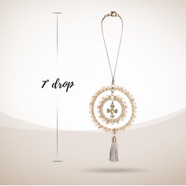 Elegant Cross for Car Mirror - Cute Suncatcher Rearview Decoration, Christian Beaded Keychain for Women, Bag, Purse, Handbag Charm Accessories, Sun Catcher Charms with Glass Beads - Pebblestone Cross