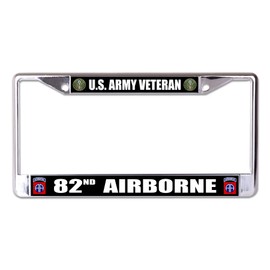 U.S. Army Veteran 82nd Airborne Chrome License Plate Frame