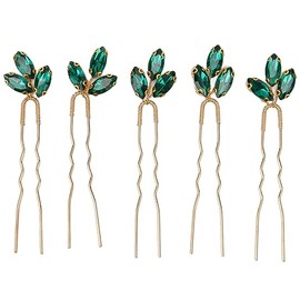 5 Horquillas Para El Pelo Con Diamantes De Imitación, Color Verde Vintage, Exquisita Pieza Para El Pelo De Boda, Joyería Para El Pelo Para Novia, Dama De Honor, Mujeres Y Niñas