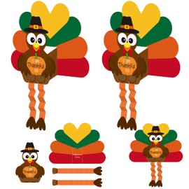 WATINC Thankful Turkey Paper Craft Kit, Thanksgiving DIY 3D Gratitude Turkey Assembly Kit, Fun Holiday Activity for Religious Autumn Harvest Party School Classroom Activities (24Pcs)