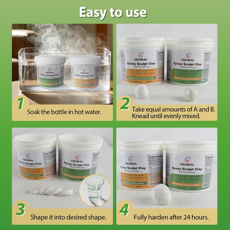 Epoxy Sculpt Clay, 2 Pound White Epoxy Putty,2 Part Strong