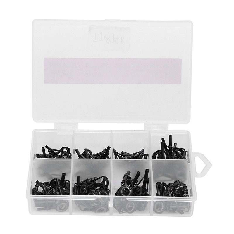 80pcs Stainless Steel 8 Sizes Fishing Rod Guides Tips Eye