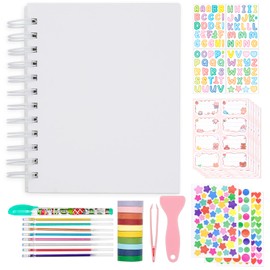 Kids Scrapbook Self Adhesive Photo Album 25 Pages Hard Cover DIY Photo Album for Instant Camera Print Paper with DIY Accessories (White)