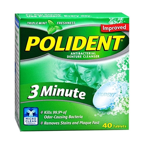 Polident 3 Minute Tablets 40 Tablets (Pack of 3)