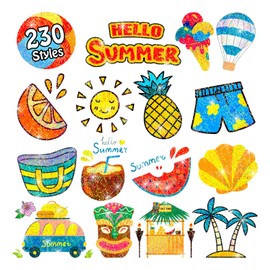 Partywind 28 Sheets Glitter Hawaiian Temporary Tattoos for Kids Party Supplies, Luau Tropical Pool Beach Party Decorations Favors, Waterproof Tattoo Stickers for Boys and Girls