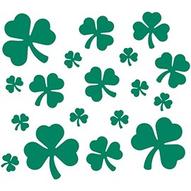 LiteMark Green Shamrock Stickers – Pack of 18 Removable Vinyl Decals in Assorted Sizes – Temporary, Sports Events, St. Patrick’s Day, Decorations for Parties, Rentals, Dorm Rooms