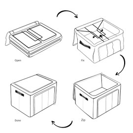 Furnhome Clothes Storage Organizer Bins, Foldable Stackable Storage Bins-Oxford Cloth Steel Frame Storage Box for Clothing Storage with Clear Window & Reinforced Handles (Light Grey, 66L, 3PCS)
